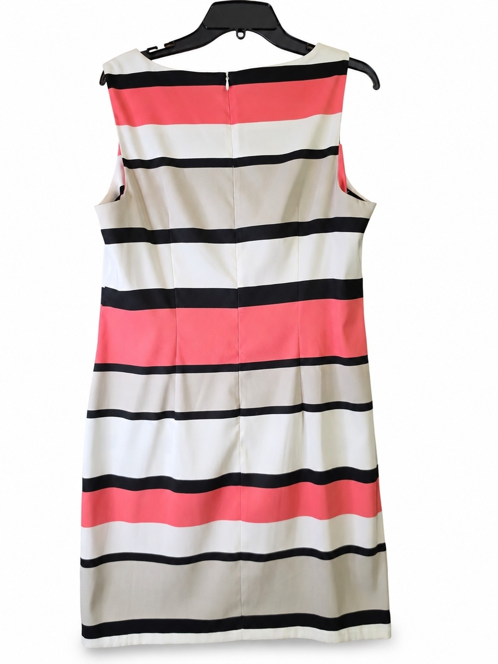 Alyx Size 16 Coral Black Striped Sleeveless Sheath Dress - Picture 3 of 5